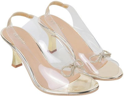 METRO Women Heels(Gold , 8)