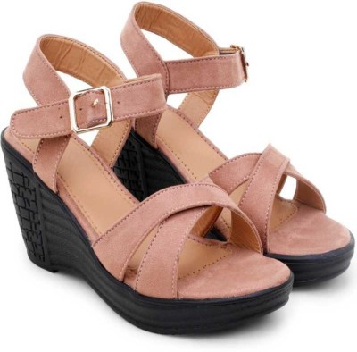 Chahaa Women Wedges(Pink , 8)