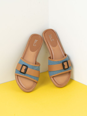 Inc.5 Casual Solid Open Toe Flat Flatforms Women Flats(Blue , 4)