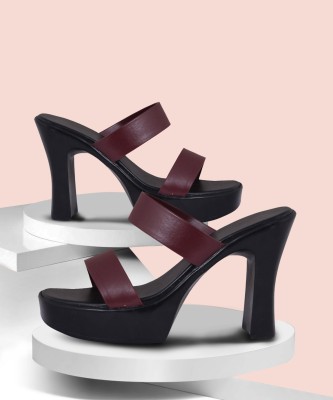 LILY Women Heels(Burgundy , 40 Euro)