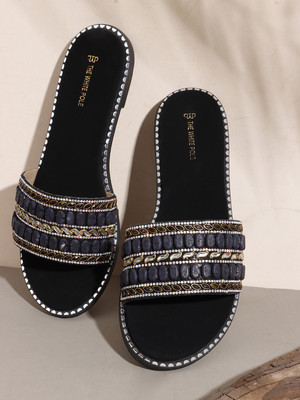 The White Pole Women Flats(Black , 6)