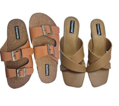 Cozystride Women Heels(Tan, Tan , 9)
