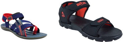 Classica Men Sandals(Black, Red, Blue, Red , 6)