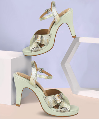 Marie Claire Women Heels(Green , 5)