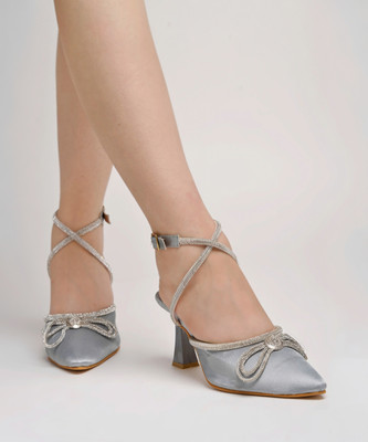 SHOETOPIA Women Heels(Silver , 3)
