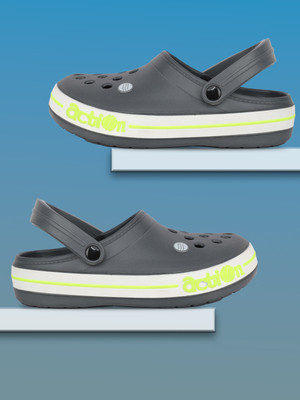 action ONTC-04 Men Clogs(Grey, Green , 9)