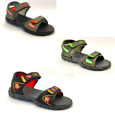 Classica Men Sandals(Grey, Orange, Green, Black , 8)