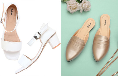 Todhwear Women Heels(Gold, White , 5)