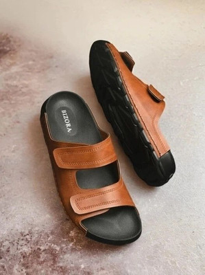 BIZORA Men Sandals(Tan , 8)