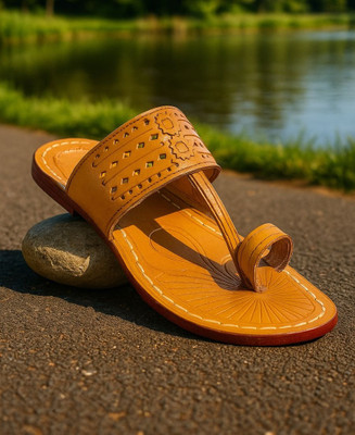 Kolhapuri Men Sandals(Yellow , 9)