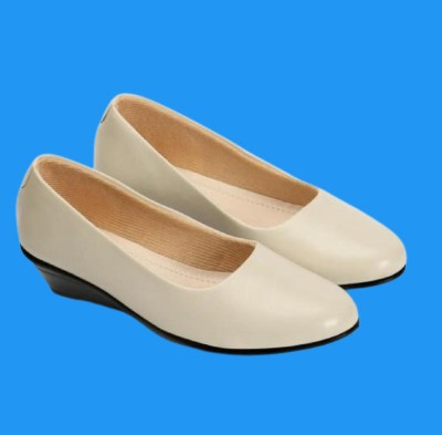 SHIPEE Women Wedges(Beige , 8)