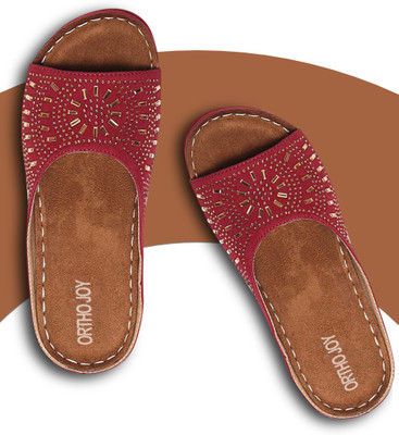 ORTHO JOY Women Flats(Red , 9)