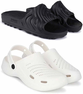 Earton Men Clogs(Black, White , 6)