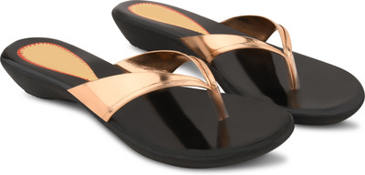 Komfy Women Heels(Black, Gold , 5)