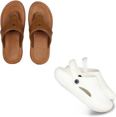 Vomoya Men Sandals(Tan, White , 6)