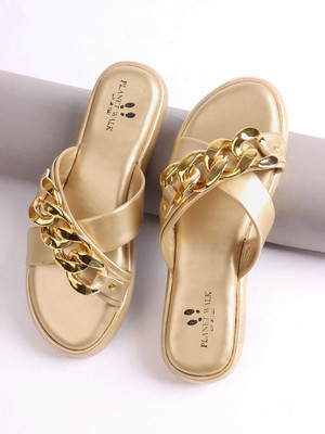 PLANET WALK Lightweight comfort extra-soft with trendy, premium stylish design Women Flats(Gold , 7)