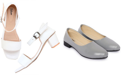 Todhwear Women Heels(Grey, White , 5)