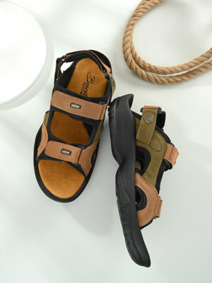 BCK10052 Mens Olive Lether SlipOn Sandal