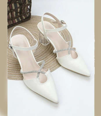 MIYOKO Women Heels(White , 5)