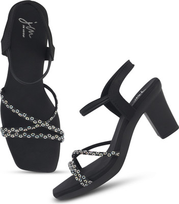 jm looks Women Heels(Black , 7)