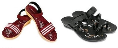 hiyaga Women Casual(Red, Black , 6)