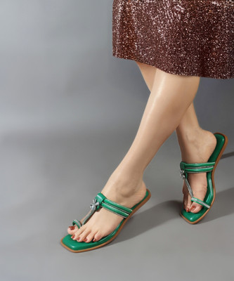 madam glorious Women Flats(Green , 5)