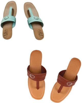 Goraiya Women Flats(Green, Beige , 8)