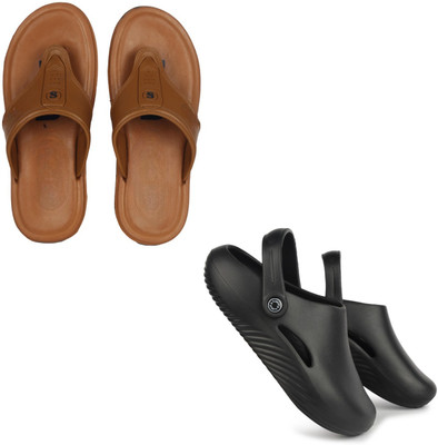 Vomoya Men Sandals(Tan, Black , 6)