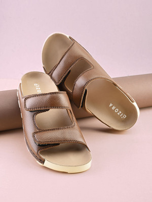 BIZORA Men Sandals(Off White, Brown , 10)