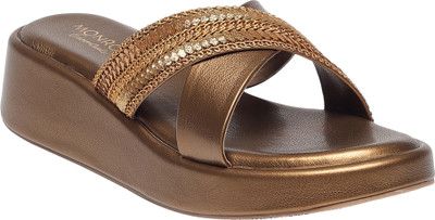 MONROW Women Wedges(Copper , 7)