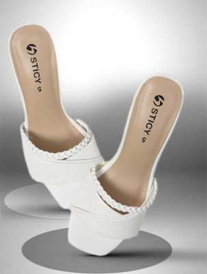 STICY Women Heels(White , 6)