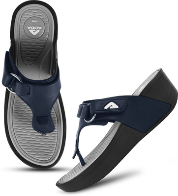Adda Women Wedges(Grey, Navy , 3)