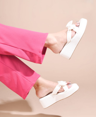 Froh Feet Women Wedges(White , 8)