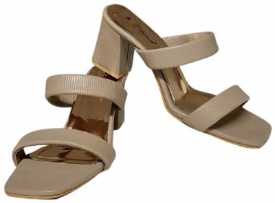 Diva:Trendy Unique You Women Heels(Beige , 6)