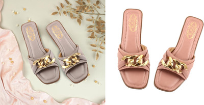 R F C Women Flats(Grey, Pink , 7)