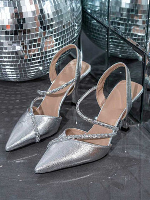 soniacollection Women Heels(Silver , 6)