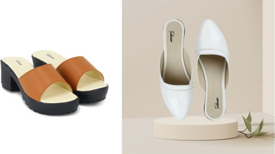 Todhwear Women Heels(White, Tan , 6)