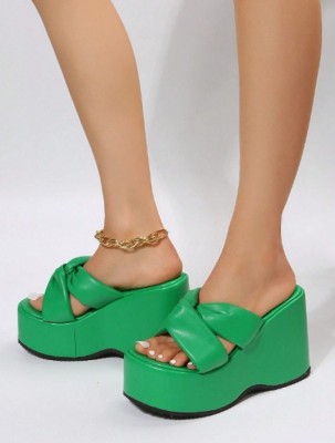 Baespice Women Wedges(Green , 7)