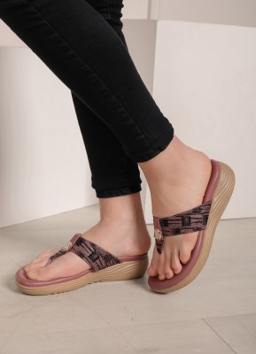 Shezone Women Wedges(Pink , 8)