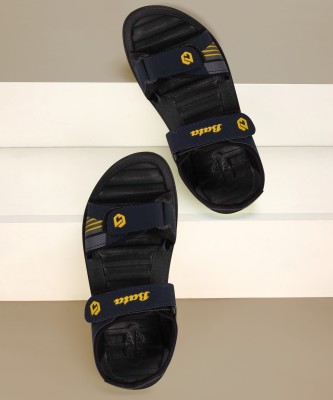 Bata Men Navy, Grey, Yellow Sports Sandals