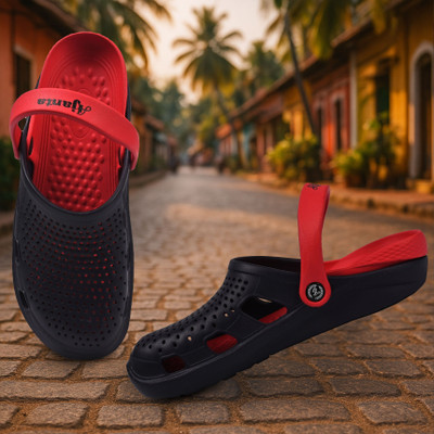 AJANTA Men Clogs(Black, Red , 6)