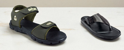 Classica Men Sandals(Brown, Green , 6)