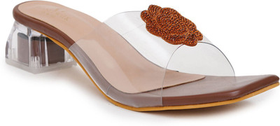 PLANET WALK Lightweight comfort extra-soft with trendy, premium stylish design Women Heels(Brown , 5)