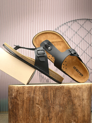 KILLER Stylish Dual Strap Buckle Design Men Sandals(Black , 10)