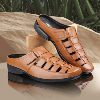 OLKRANT Men Sandals(Tan , 10)