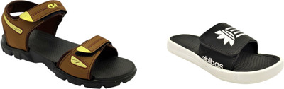 Classica Men Sandals(Black, Brown , 9)