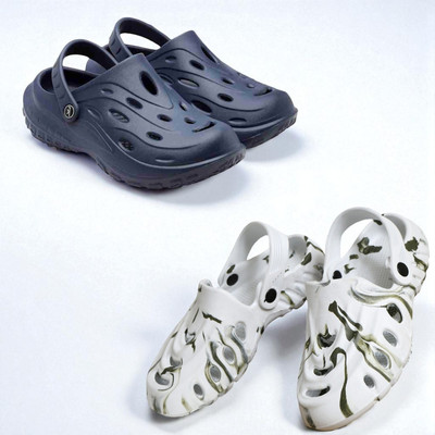 Monrav Men Clogs(Navy, White , 6)