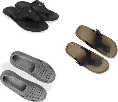 Vomoya Men Sandals(Black, Black, Grey , 10)