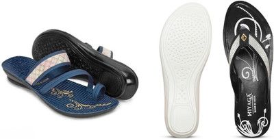 hiyaga Women Casual(Blue, Black , 8)