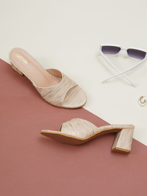 POPPY PINK Women Heels(Gold , 8)